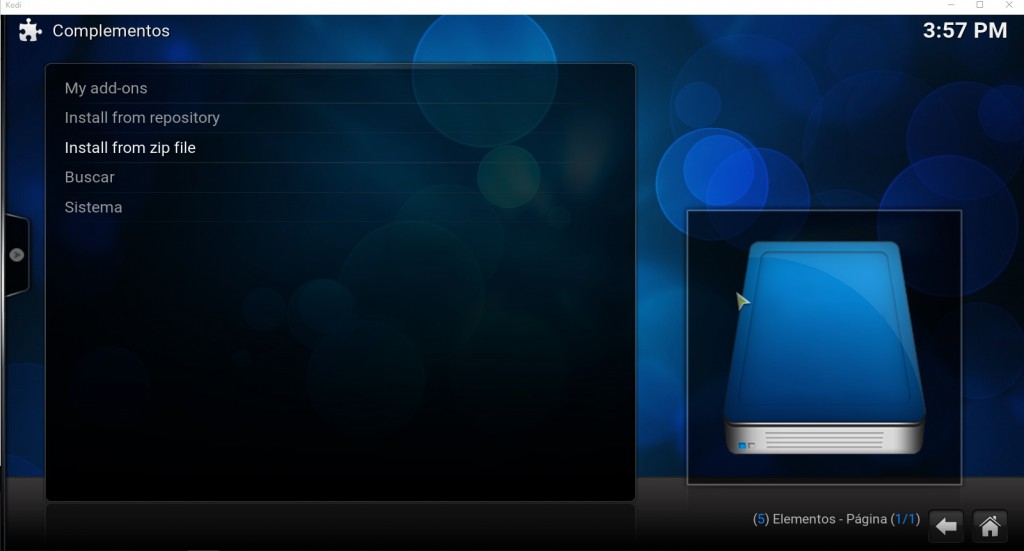 Instalar desde repositorio kodi